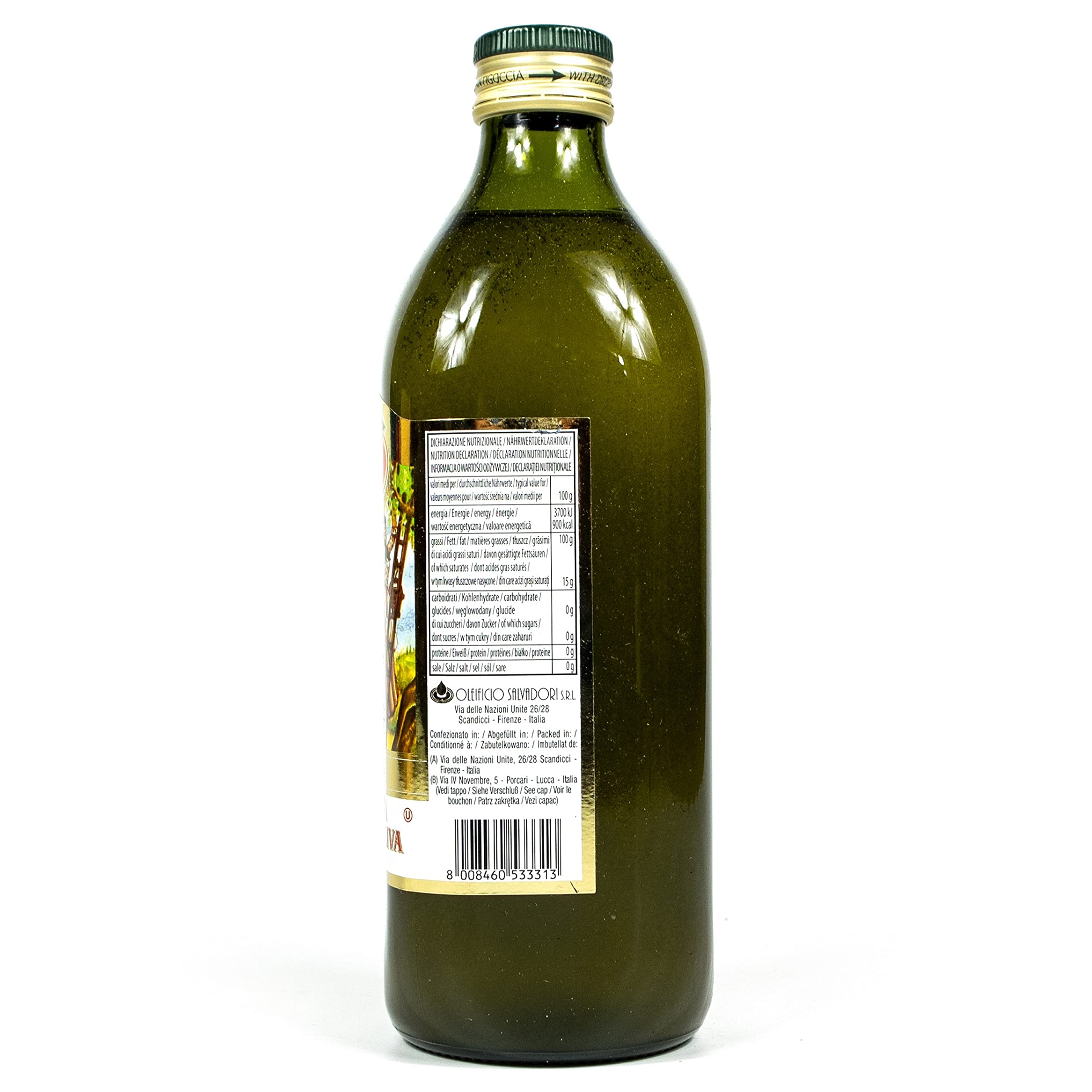 Salvadori - 3er Pack extra natives Olivenöl 1 Liter Glasflasche - Original Olio extra Vergine di Oliva aus Italien
