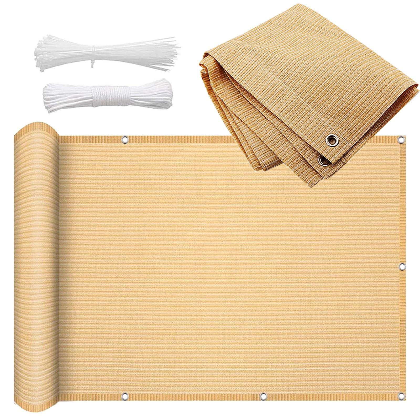 WQPMNYG Foldable Sun Shade Sail for Balcony UV Protection 90% Durable and TearResistant Canopy Heat Insulating and Breathable Privacy Screen for Patio/Garden Beige 5x6m (16.4x19.7ft)
