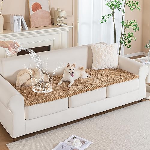 PuTian Funda de sofá 100% impermeable y mullida para perros, lavable, antideslizante, protector de sofá, apto para mascotas, para sofás y sofás,