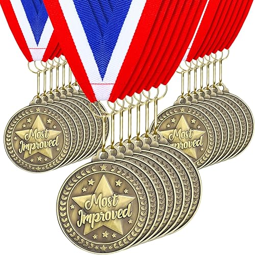 Vista 22 de Quelay 30 piezas Medallas de premio de 2" al por mayor, medallas ganadoras de oro con cintas para el cuello, medallas de trofeo de metal, premio