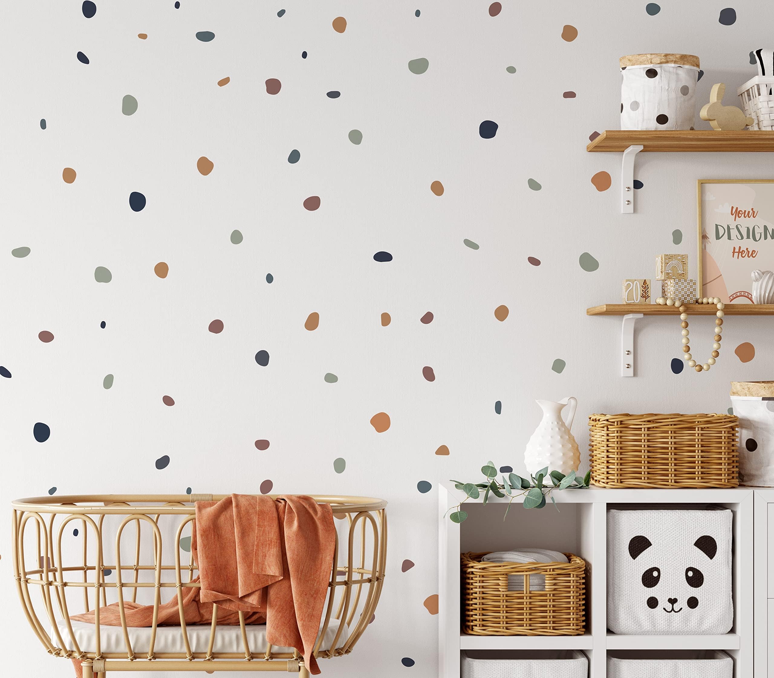 QuoteMyWall 150 Boho Chic Irregular Polka Dot Wall Stickers for Nursery Safari Jungle Children's Bedroom Kids Wall Art Removable Decor (150 Pack)