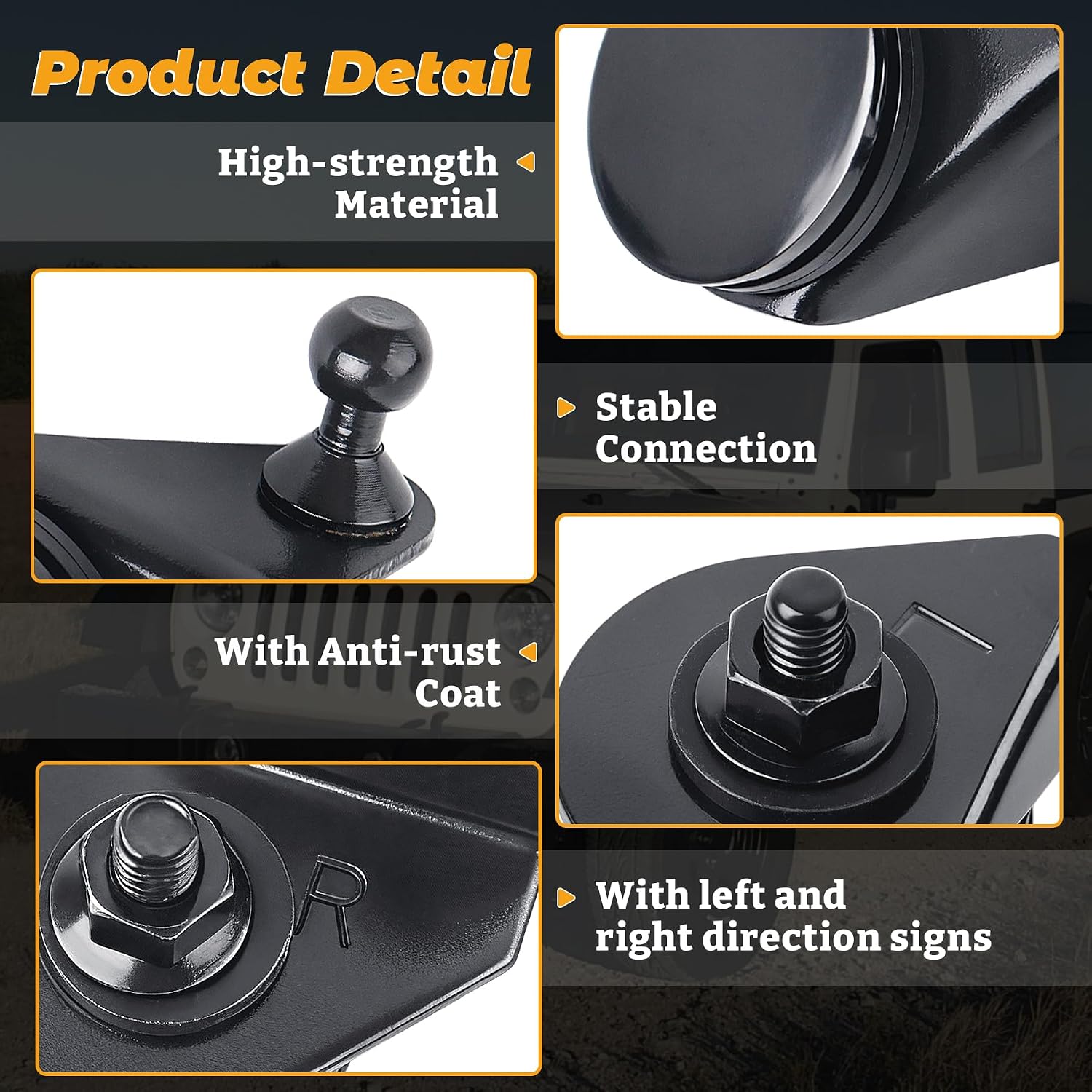 Left & Right Liftgate Ball Stud, Replace for 4883496AA 4883497AA, Compatible with 1997-2006 Jeep Wrangler TJ | 2007-2018 Jeep Wrangler JK