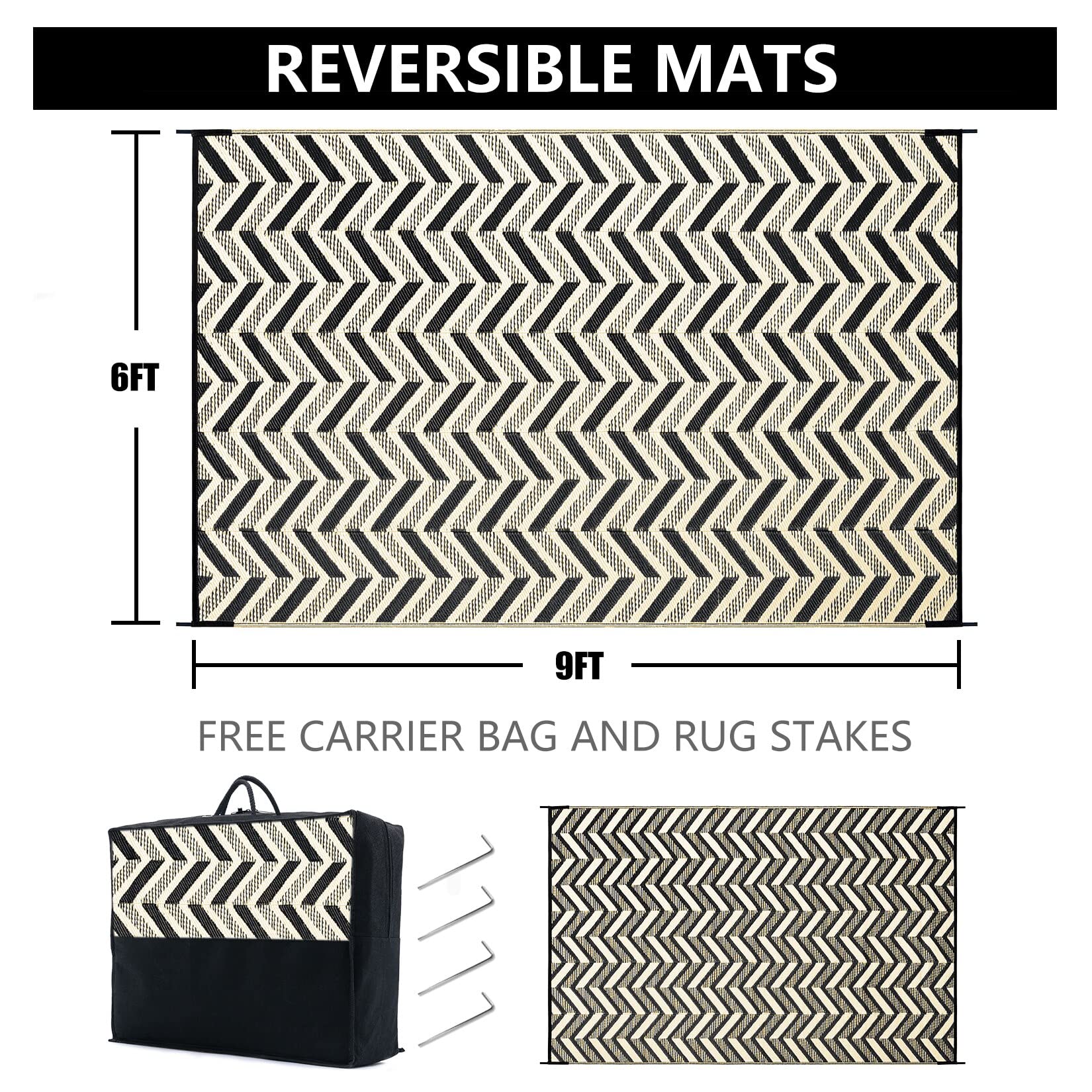 HUGEAR Outdoor Plastic Straw Rug, Waterproof Outdoor Rugs for Patios