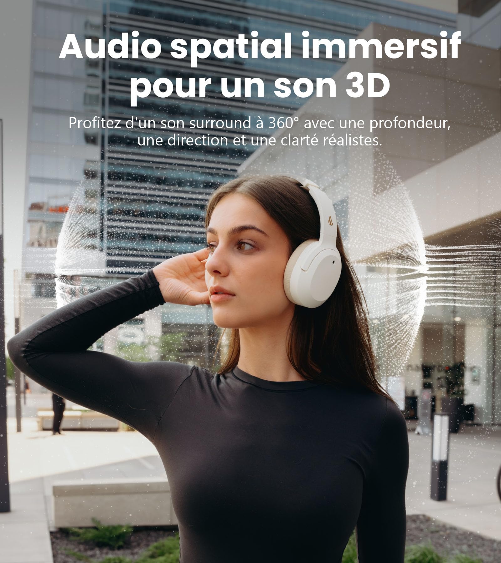 Edifier W820NB Plus Gen 2-Casque Audio Over-Ear Sans Fil Pliable à Réduction de Bruit(ANC -49 dB), LDAC Hi-Res, Autonomie 88h, Son Spatial, Appels Clair AI, Bluetooth V6.1, Multipoint Connexion-Ivoire