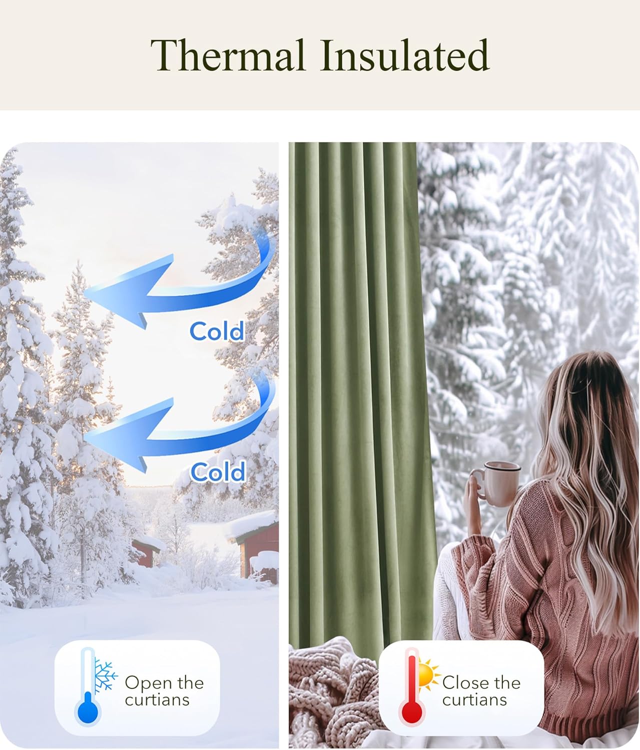 StangH Velvet Curtains 96 Inches Long, Privacy Window Treatment with Back Tab, Vintage Smooth Fabric Energy Efficient Window Panels for Dining Room/Hallway, W52 x L96 inches, Sage Green, 2 Panels