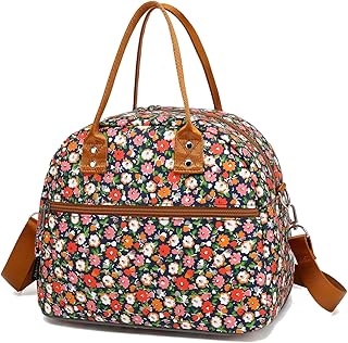 FlowFly Insulated Lunch Bag With Shoulder Strap for Women, Men, and Kids, Large and Reusable, Handle, Freezable Work and School Travel Tote and Meal Prep Organizer,Floral
