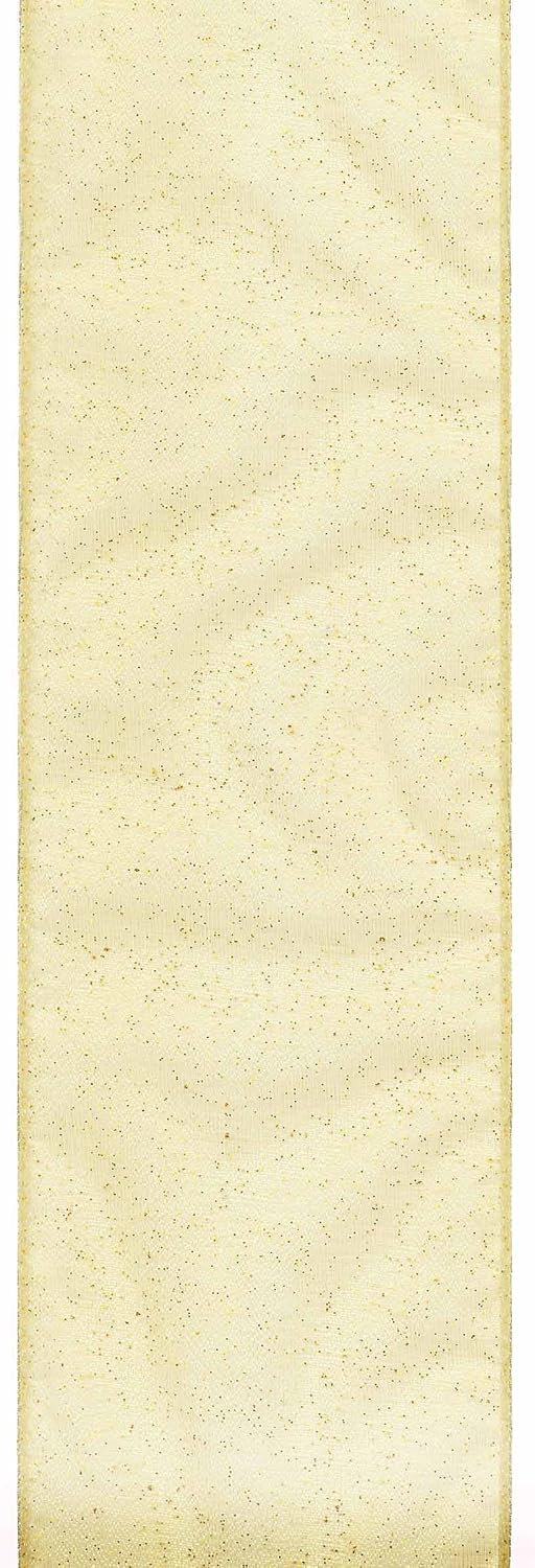 Offray, Gold Wired Edge Quest Craft Ribbon, 2 1/2-Inch x 9-Feet, 2-1/2 Inch