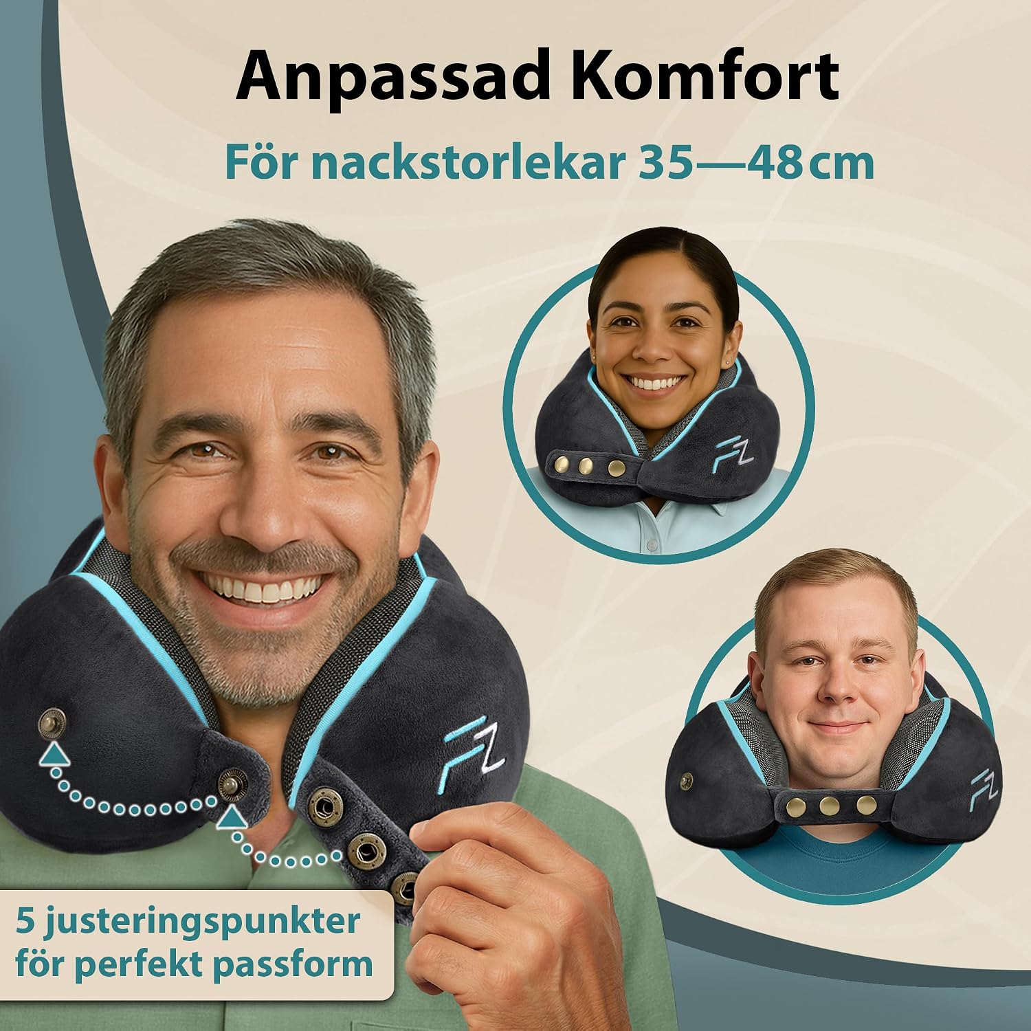FLOWZOOM Comfy resekudde i minneskum för nacken, standardstorlek, svart - Analyse des détails et conception