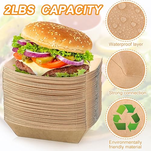 Miniatura 3 de Bandejas de papel para alimentos, barcos de papel de 2 libras para alimentos, bandejas de nacho resistentes, bandeja de alimentos desechables de