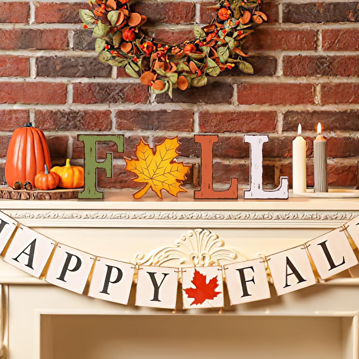 Fall Decorations for Home Wooden Fall Decor Table Sign Tabletop Tiered Tray Decor Centerpieces for Tables Indoor Home Office Autumn Farmhouse Rustic Vintage Thanksgiving Harvest Party Desk Shelf