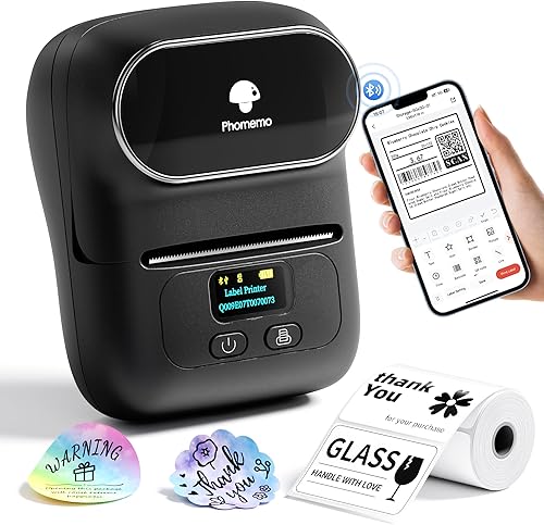 Phomemo M110 Label Makers - Barcode Label Printer Bluetooth Label Maker Portable Thermal Printer for Small Business, Address, Barcode, Logo,