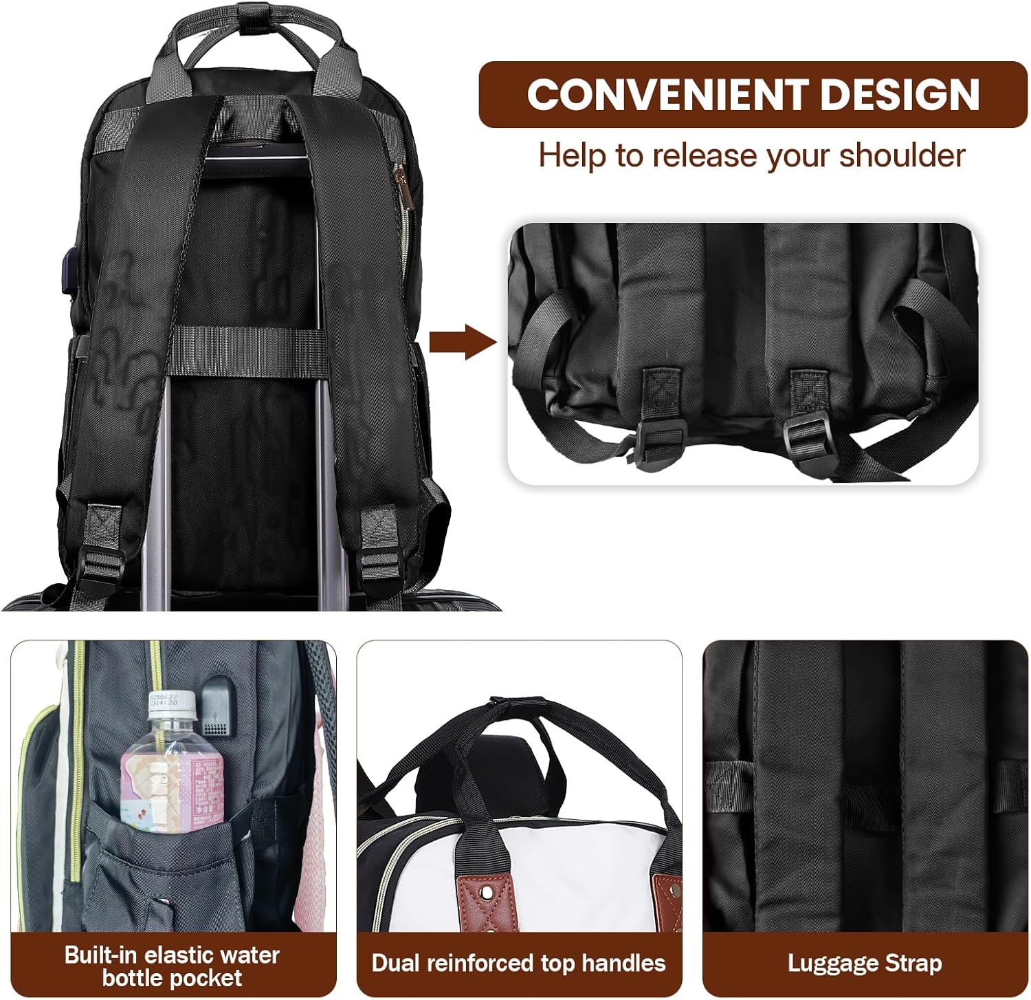 Laptop Backpack for Women Bag with USB Charging Port, 15.6 Inch Work Travel Backpack, College Bookbag Waterproof Business Computer Backpack Anti-theft Casual Backpacks for Nurse Teacher