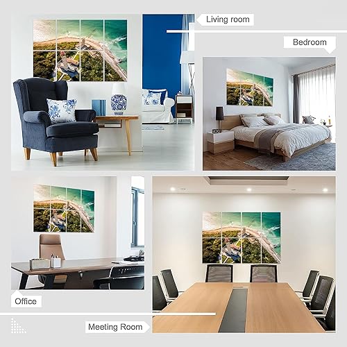 Miniatura 6 de Paneles acústicos artísticos, drone shot Phare Baleines Faro ballenas al atardecer Ile de R island Panel de pared acústico insonorizado con panel