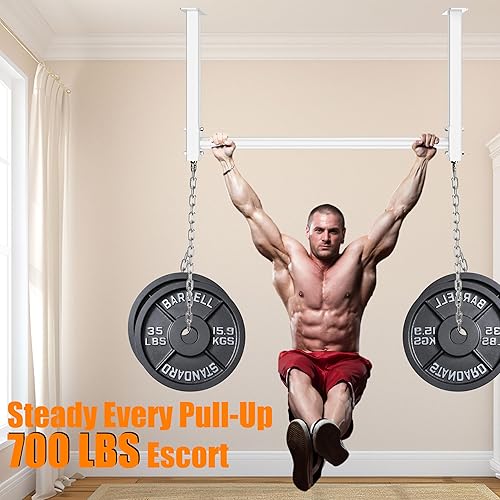 Miniatura 3 de Ceiling Mounted Pull Up Bar, Heavy Duty 700 LBS Multi Grip Pull Up Bars, 16"24" Rafter Chin Up Bar, Ceiling Joist for GarageGymBasement with