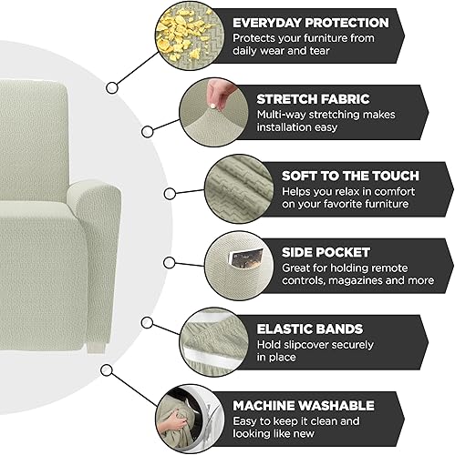 Vista 98 de Zenna Home Simply Fit - Funda elástica para sofá (1 pieza), color crudo