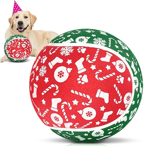 Miniatura 12 de QDAN Pelota de tenis gigante grande para perros: pelota grande de 9.5 pulgadas para perros para jugar al aire libre, pelotas de tenis grandes para