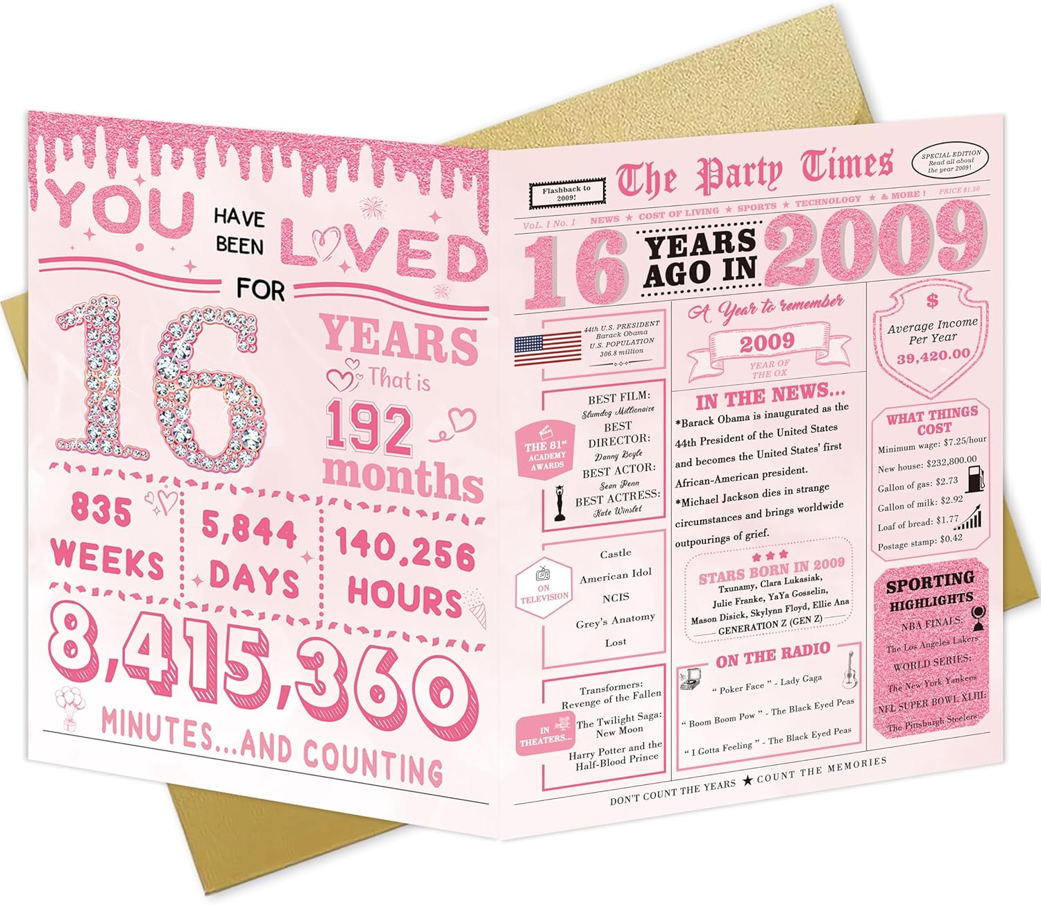 Happy 16th Birthday Card?Jumbo 16th Birthday Decorations for Girls?Sweet 16th Birthday Gifts for Daughter Niece?Funny 16 Year Old Birthday Gift Ideas for Granddaughter ZN061