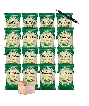 السيدة Vickes Spicy Dill Pickle Kettle Cooked Chip 1.375oz 16 Pack مجمعة بواسطة وجبات Wittbizz