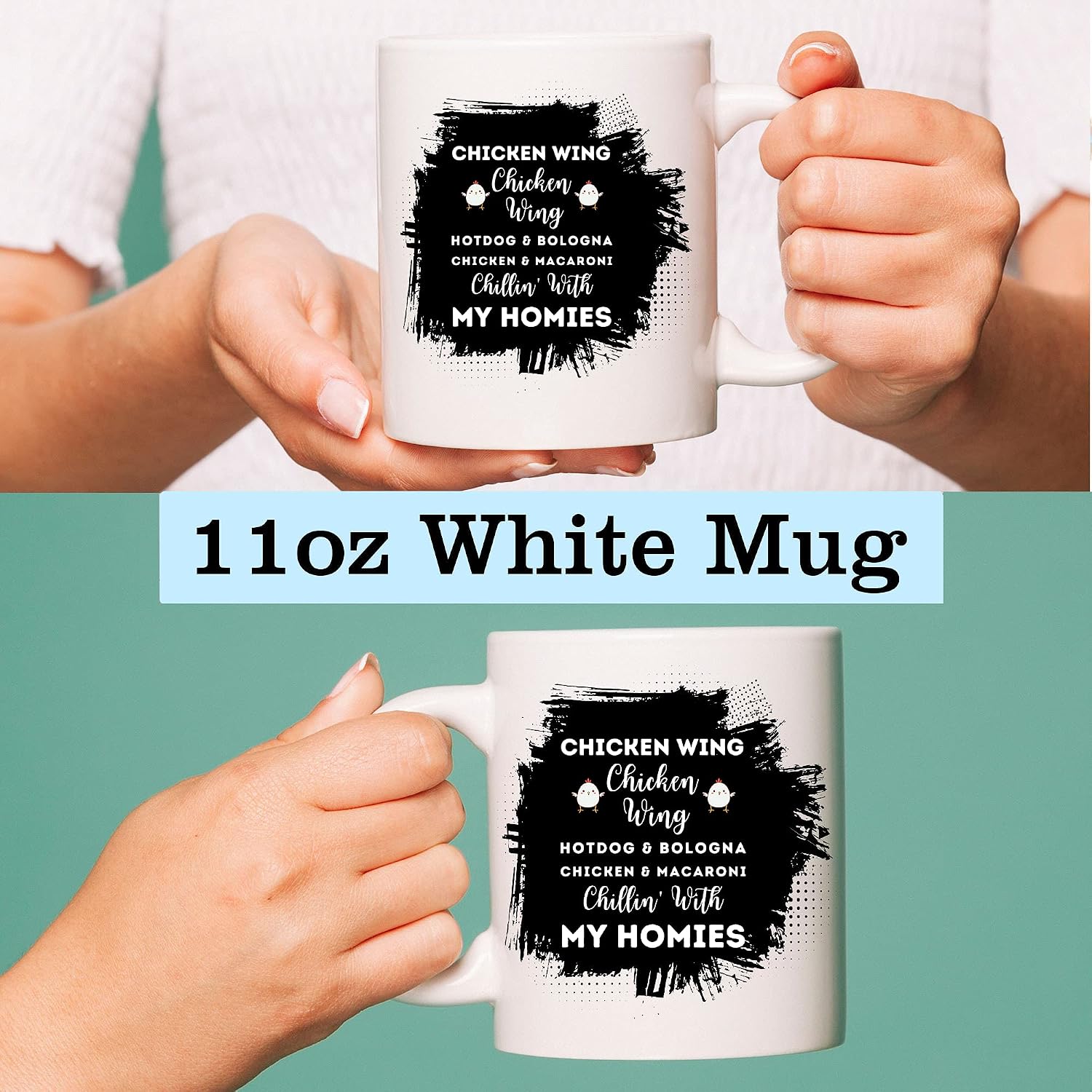 Dog 11Oz Mug Cup - Funny viral chicken wing hot dog bologna T-shirt White Mugs Cups Gift image 2