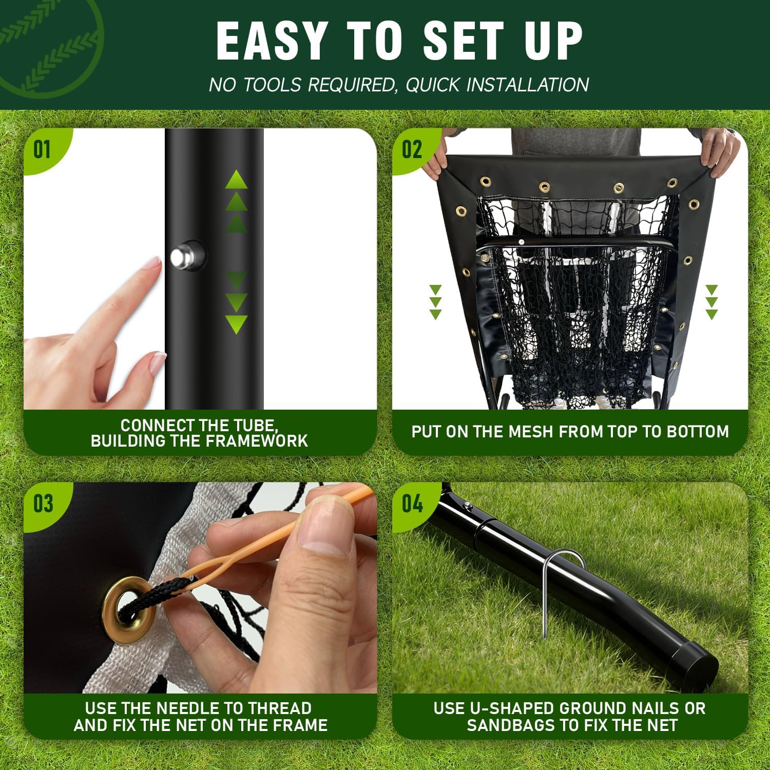 Pitching Net, 9 Hole Pitching Net with Strike Zone, Adjustable Softball/Baseball Hitting Net with Pitching Target, Portable Indoor Outdoor Training Equipment for Batting