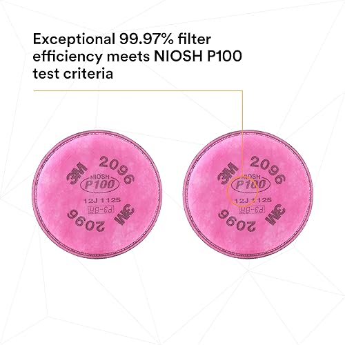 Miniatura 5 de 3M Filtro de partículas 2096, protección respiratoria P100, con liberación de gas ácido de nivel nocivo (2 unidades).