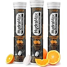 Upsa Hydramax Sport Electrolytes Hydration Tablets Natural Orange Effervescent with 4 Essential Electrolytes Magnesium, Ginseng Extract, BCAAs & Vitamin C, 48 Count 48 Servings