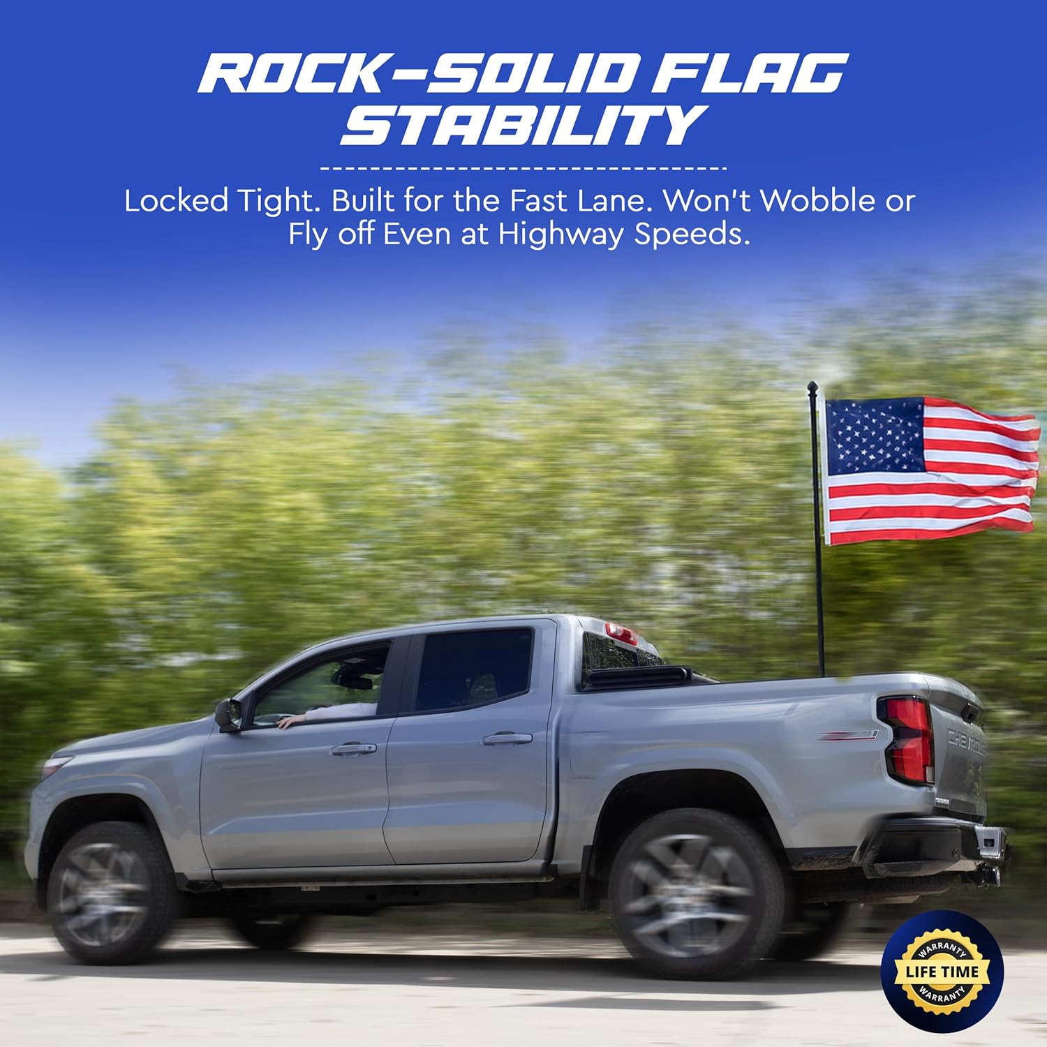 Carbon Steel Truck Flag Pole Mount - No Drilling Universal Heavy Duty Kit with Weatherproof Case | Tool-Free for Pickup SUV RV