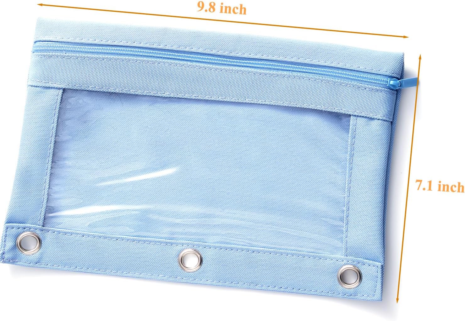 3 Ring Binder Pencil Pouch, Durable Pencil Case for School Supplies, Classroom Must Haves, 3-Hole Design Fits Binders, Zipper Closure, Ideal for Students/Back to School Dusty Blue image 5