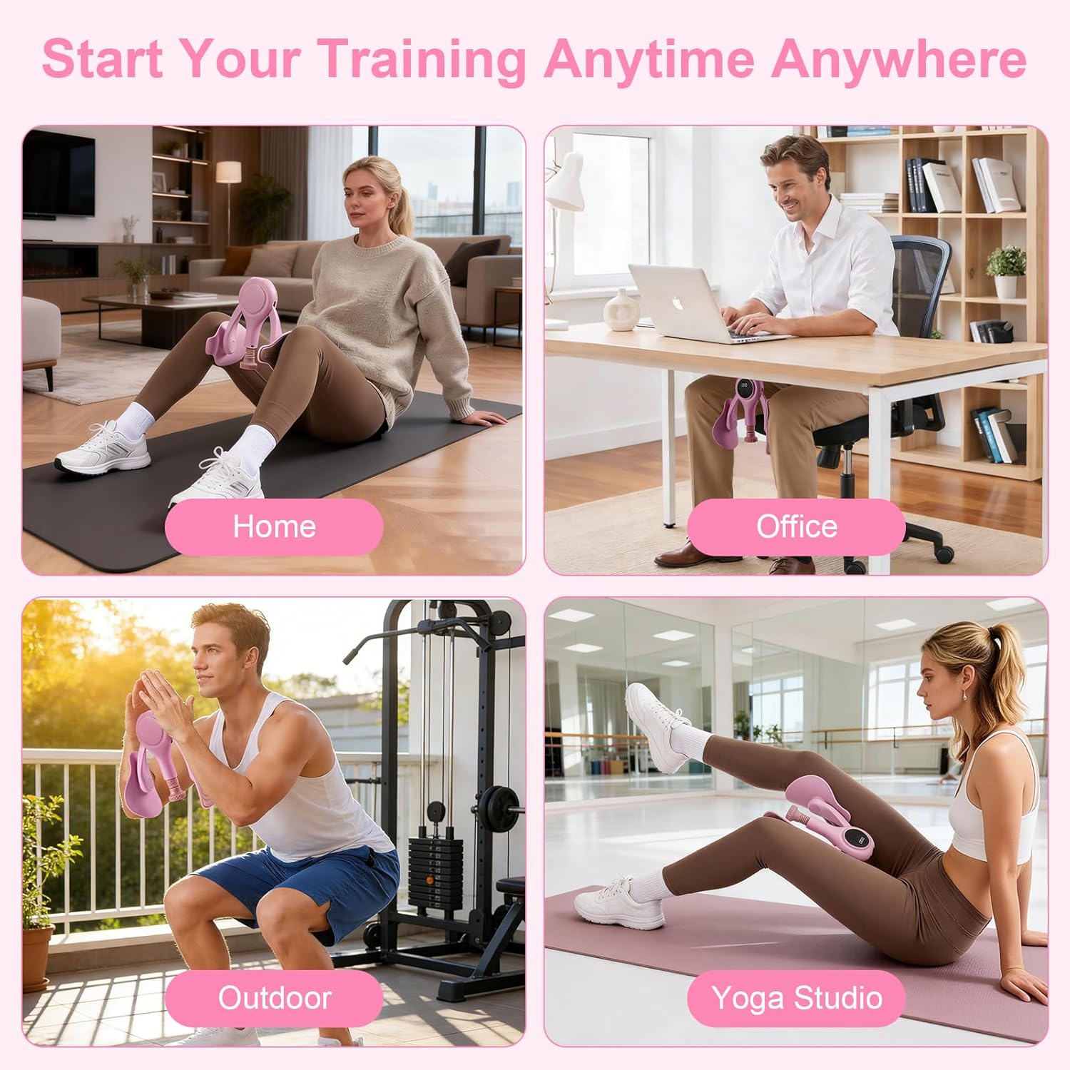 Thigh Trainer for Women, 0-70LB Adjustable Resistance Inner Thigh Exerciser with LED Display, Pelvic Floor Muscle Repair Devices with Resistance Band, Kegel Workout Equipment for Shaping at Home