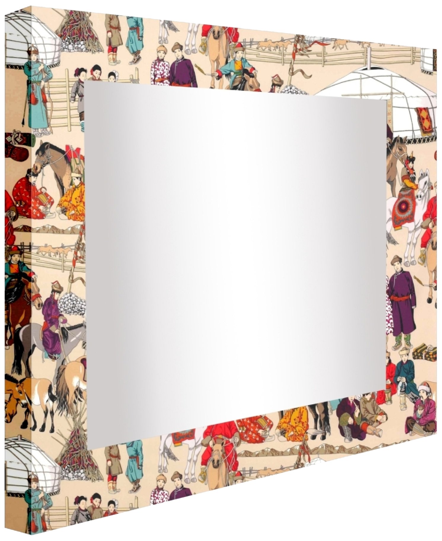 Personaggi Cinesi specchi Ingresso Illuminazione, Acrilico, Multicolore, 60 x 5.3 x 80 cm
