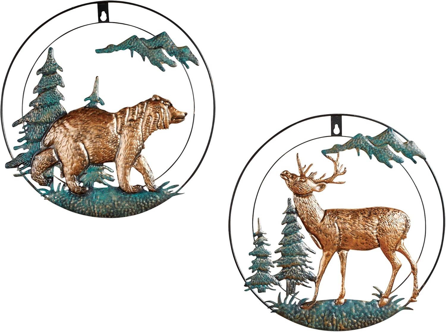 Collections Etc Northwoods Bear and Deer Metal Wall Art