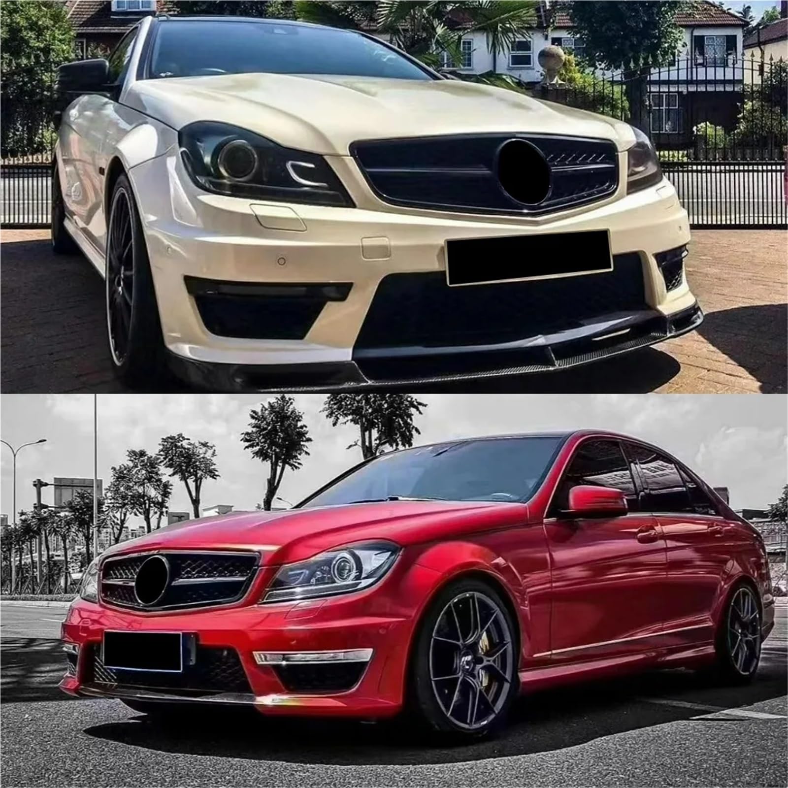 Przedni zderzak Grill Grill Tuning pasuje do Mercedes Benz C Klasa W204 2007-2014 C180 C200 C250 C300 AMG GT Diamond Style osłona chłodnicy(Diamond Silvery)