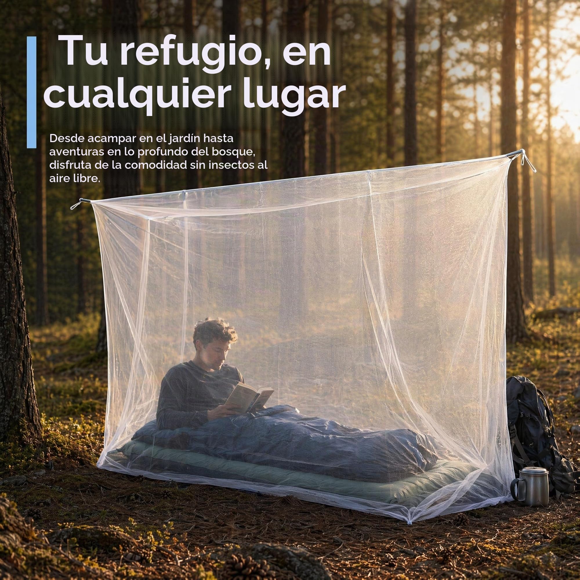 BUZIFU Mosquitera para Cama Individual Cuadrada Malla Fina con Ganchos Cuerda Bolsa de Almacenamiento, para Proteger Tu Familia y Tu de Indeseables Mosquitos y Otros Insectos(100 X190X 200cm)