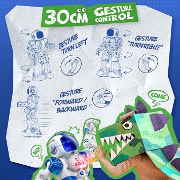Ruko 6088 Robot Toys for kids, Programmable Remote Gesture Sensing & APP Control, Interactive LED Face, Dancing Singing Rechargeable Smart Robot, Birthday Present for Age 3-6 Year Old Boys Girls, Blue