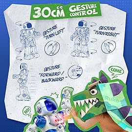 Ruko 6088 Programmable Robot with APP Control, Remote Control, Gesture Sensing Control, Rechargeable Robots Toys for Boys and Girls, Interactive LED Faces, QA Games for 3 4 5 6 Years Kids, Blue