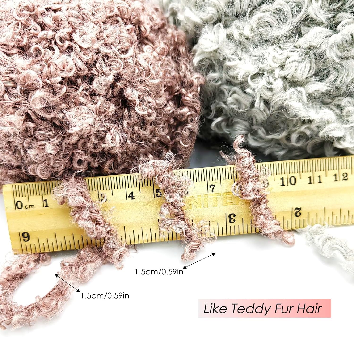 Teddy Fur Curly Yarn, 3 Skeins (150g/5.3oz Total, 15mm Thick), Chunky Faux Fur Eyelash Yarn, Super Soft Fluffy Yarn for Doll Hair Weaving, Crochet, Knitting, Amigurumi (Brown)