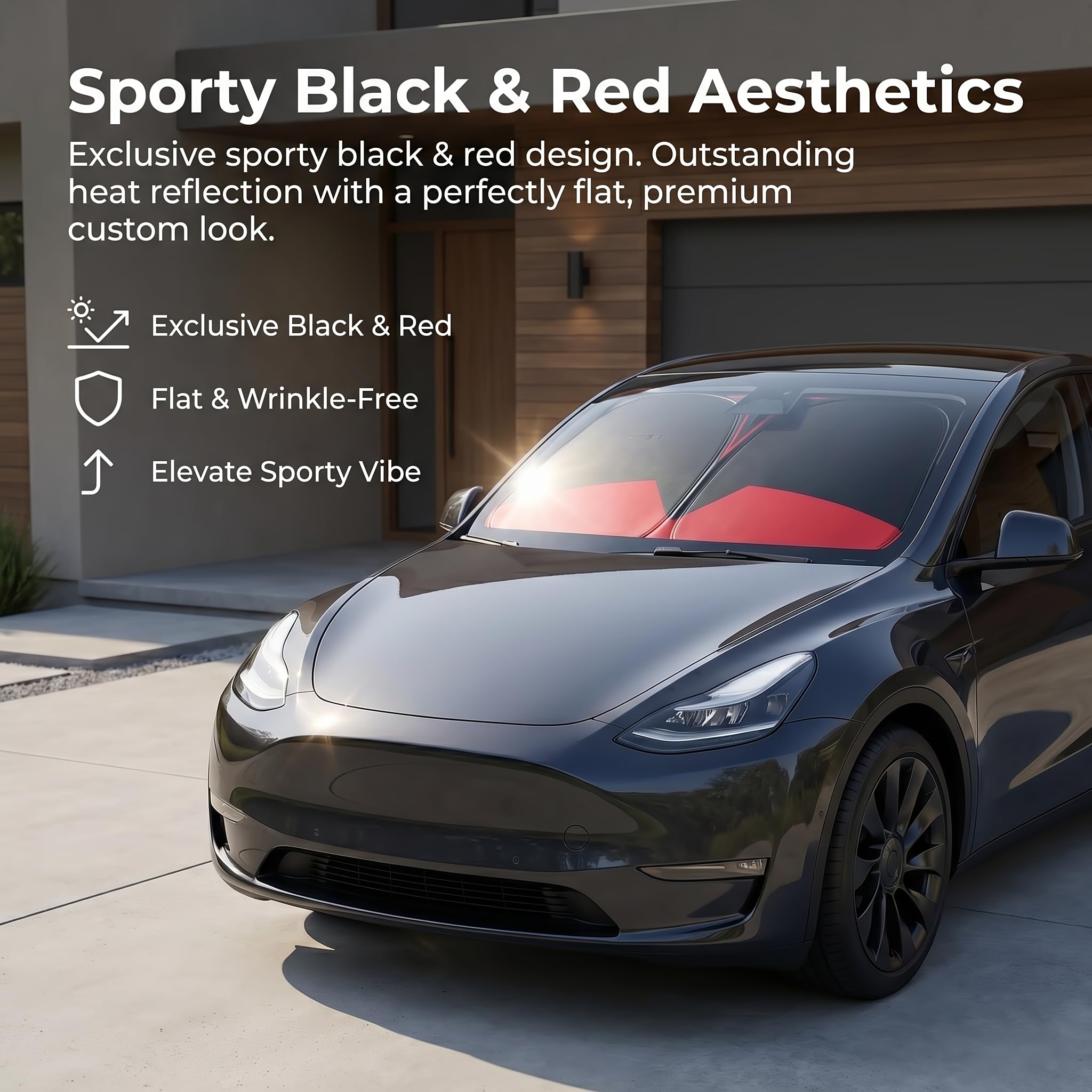 Amazon.co.jp: Teslaモデル3/Y用レッド2層フロントガラスサンシェード