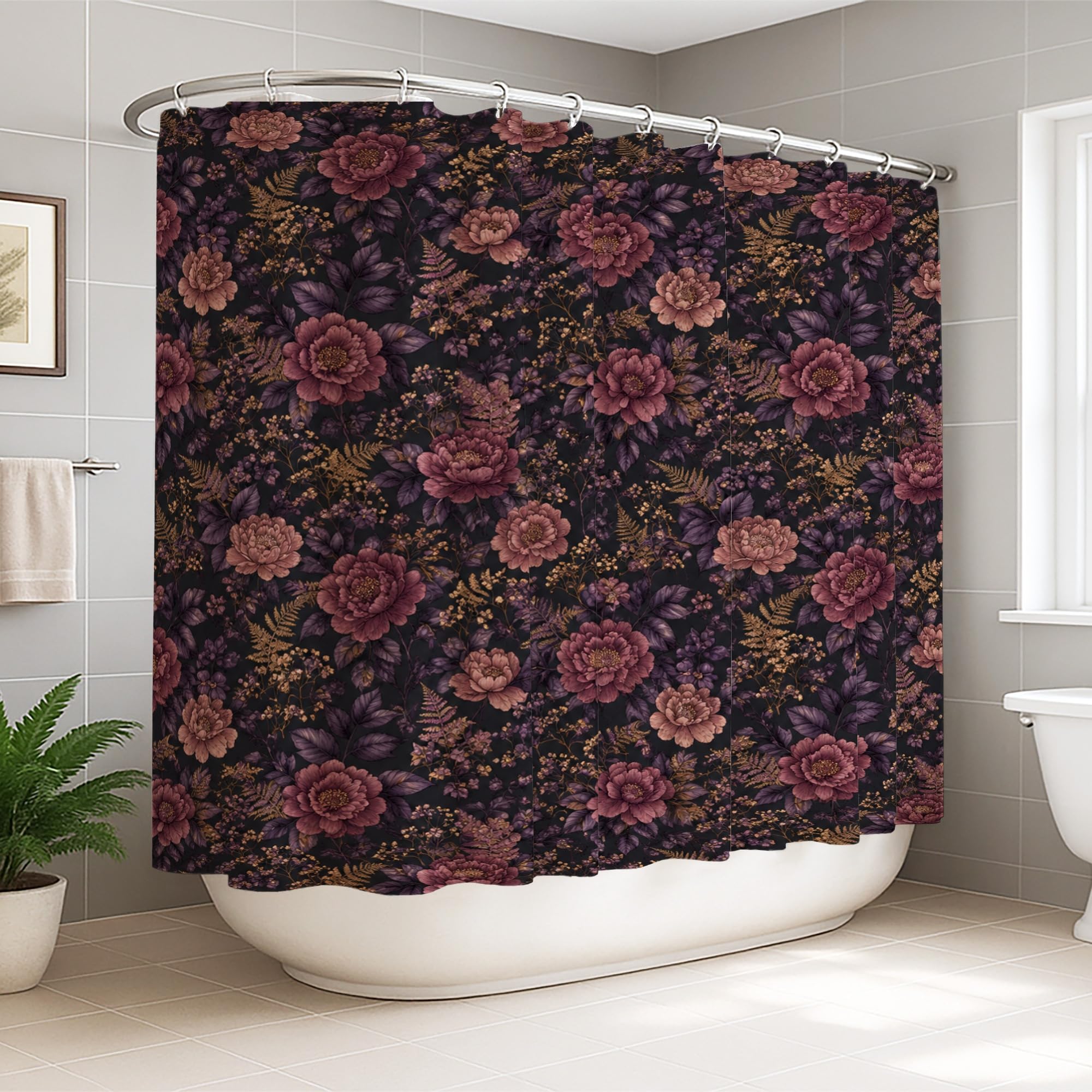 Rideau de douche extra large tissu imperméable violet 274x183 cm