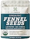 Spice Profile | USDA Organic Fennel Seeds (Whole) | Resealable 4oz Pouch | Saunf | Perfect for Cooking, Teas, Smoothies & Lattes | Sweet & Aromatic