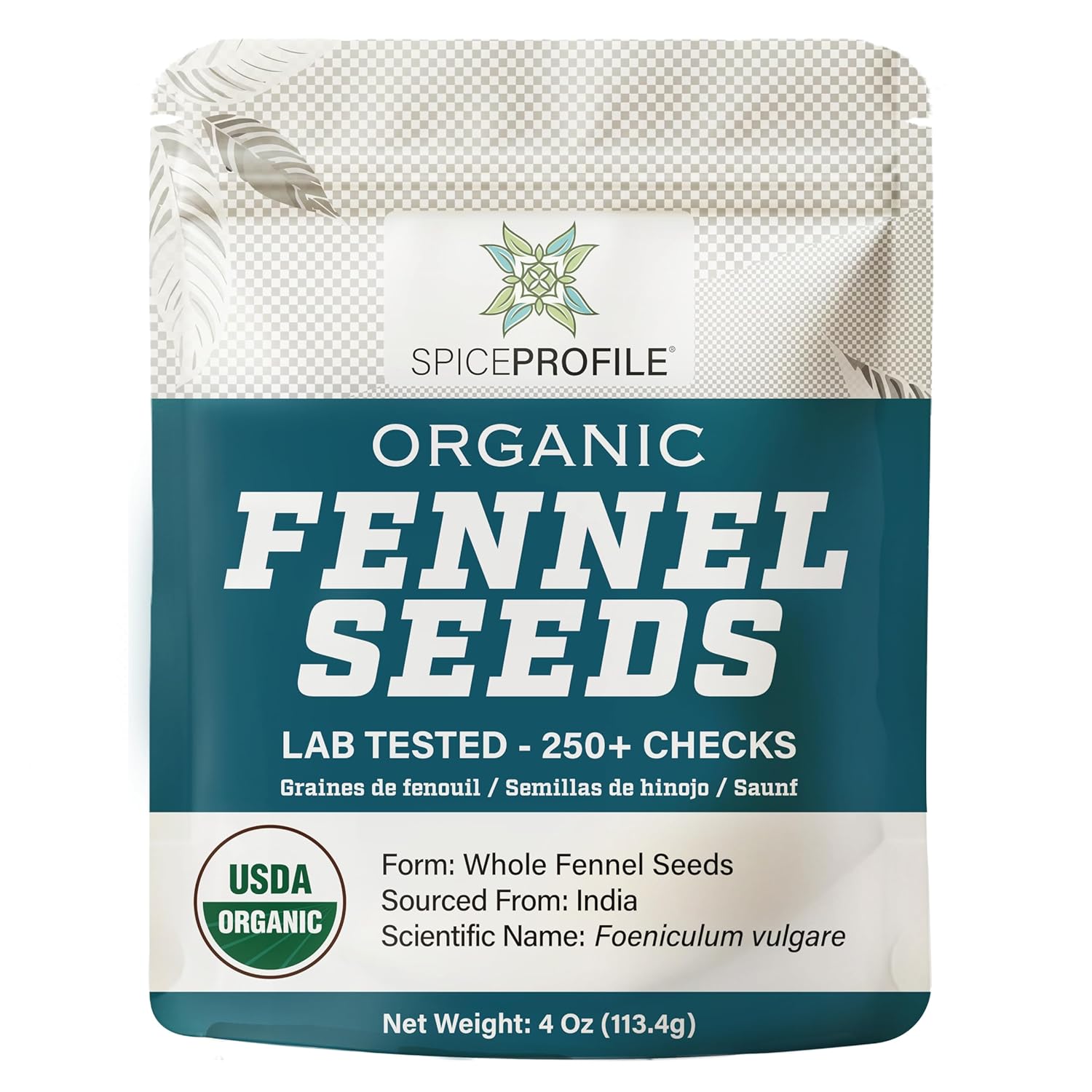 SpiceProfile USDA Organic Whole Fennel Seeds (Saunf) 4oz Resealable Pouch - Sweet Aromatic for Cooking, Tea, Smoothies & Lattes