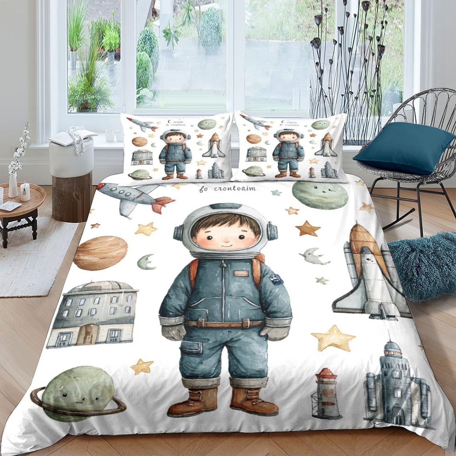 Ctjqhvkz Style-7 3D Printed Astronaut Space Adventure Fitted Sheet Microfiber Soft Bed Cover For Bedroom Guest Room Dorm Mattress Decor Single（135X200cm）
