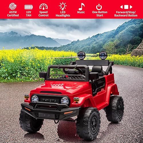 Miniatura 4 de Camión con licencia de 12 V, 7 AH, con control remoto, funciona con pilas, con suspensión de resorte, neumáticos EVA, USB, música, luces LED,