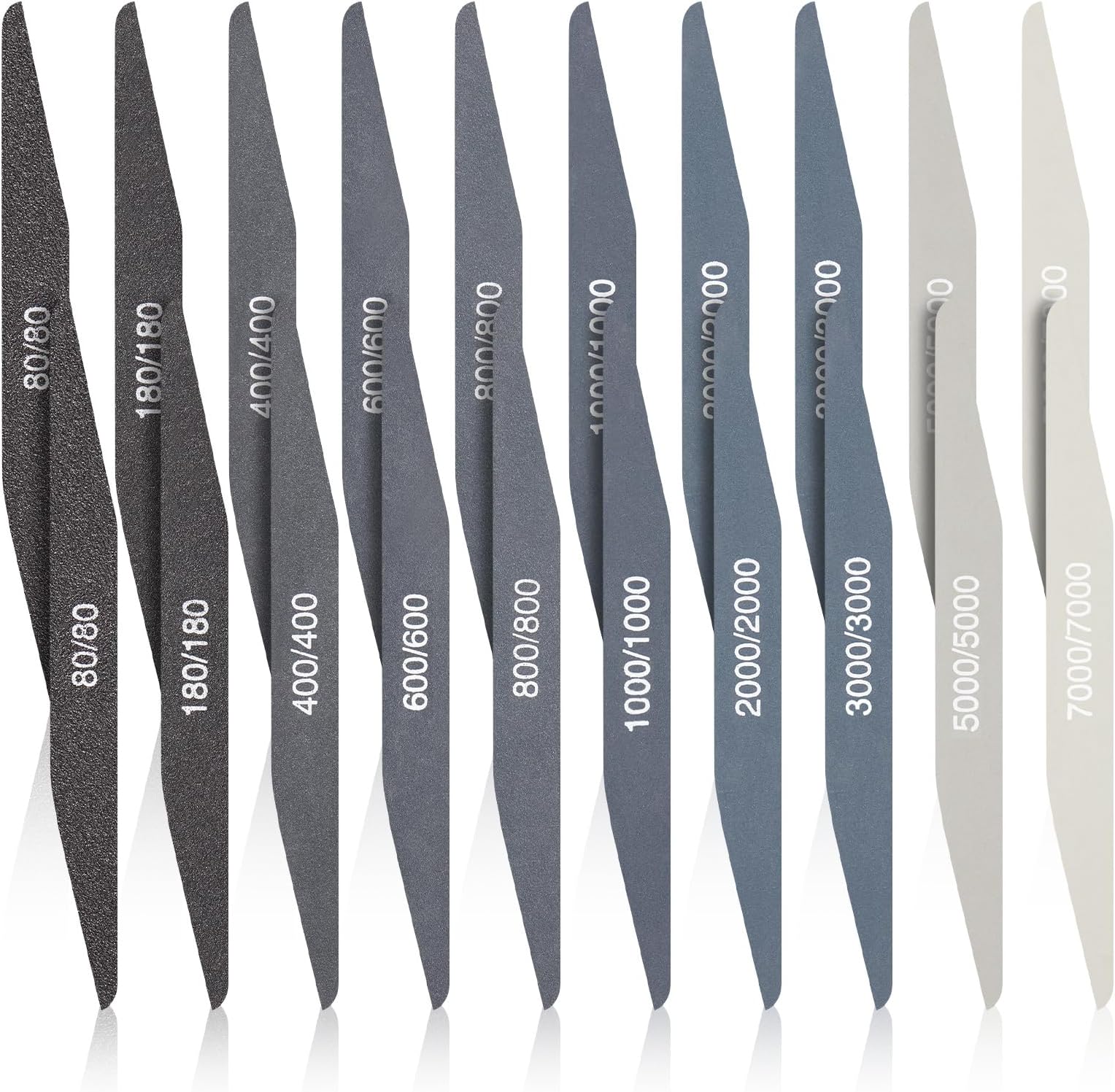 Honoson 20 Pcs Sanding Sticks for Plastic Models 3D Print Polishing Sticks Assorted Metal and Wood Sanding Tools Accessory for Model Craft Amateur Beginner(Low Grits Rating,Double Angle Shape)