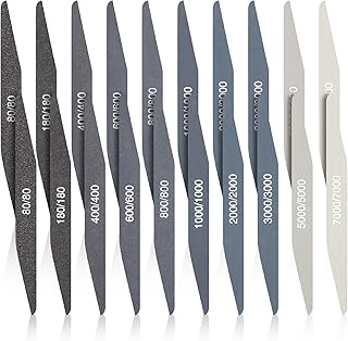 Honoson 20 Pcs Sanding Sticks for Plastic Models 3D Print Polishing Sticks Assorted Metal and Wood Sanding Tools Accessory for Model Craft Amateur Beginner(Low Grits Rating,Double Angle Shape)