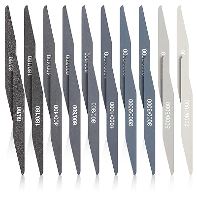 Honoson 20 Pcs Sanding Sticks for Plastic Models 3D Print Polishing Sticks Assorted Metal and Wood Sanding Tools Accessory for Model Craft Amateur Beginner(Low Grits Rating,Double Angle Shape)