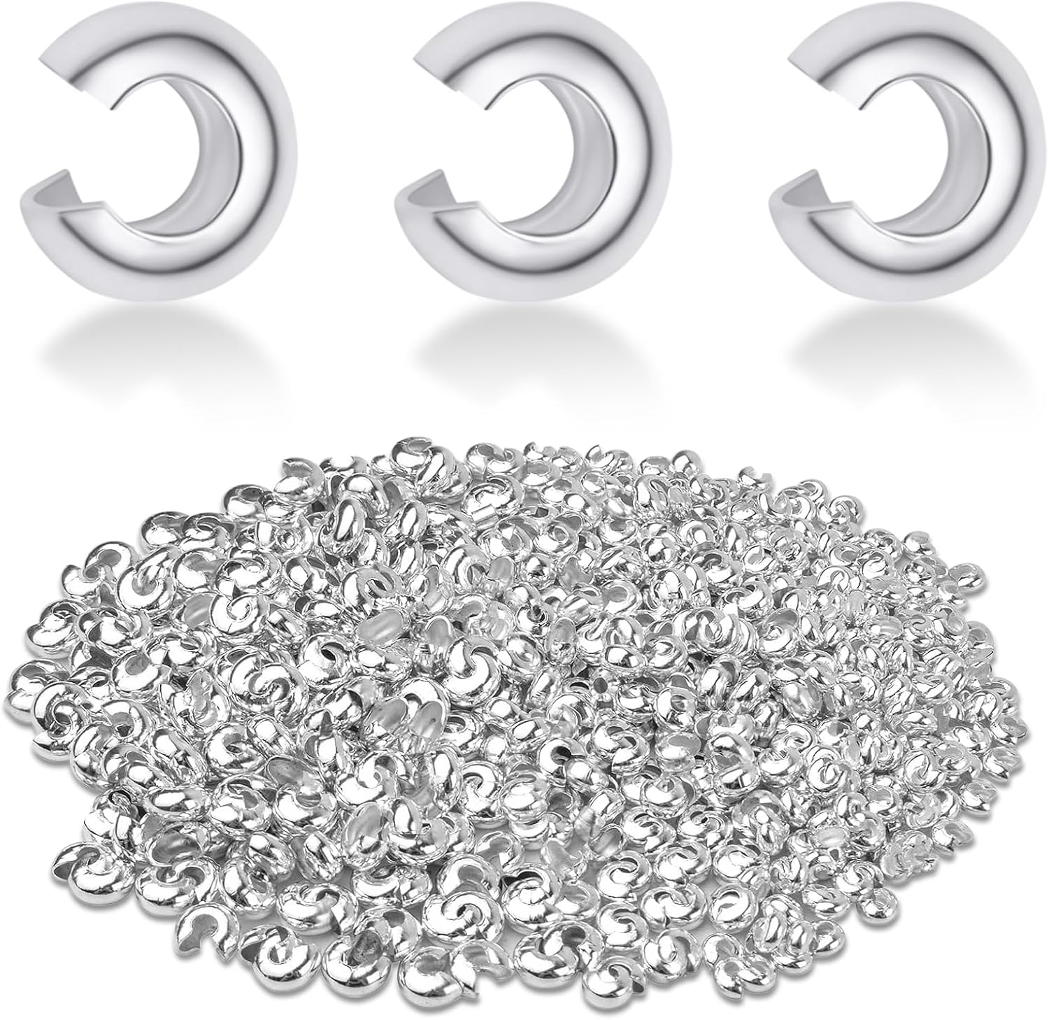 200PCS Silver Crimp Covers,4mm Crimp Beads Knot Covers for Jewelry Making 200Pcs - Image 9