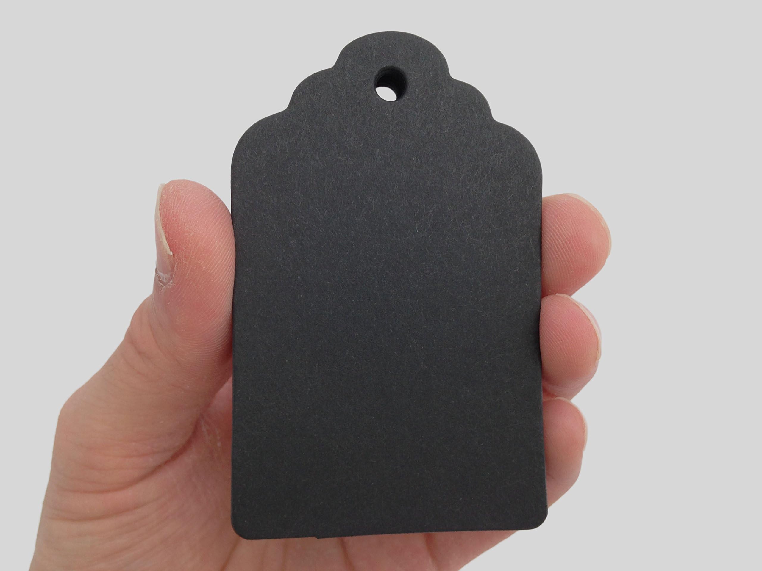 100 Count Medium Scalloped Top Tags - Create Something Truly Unique! (Black Licorice)