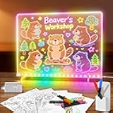 16'' Led Drawing Board for Kids with 8 Colors 6 Modes, Led Note Board with Colors, Light up Acrylic Dry Erase Board Includes Adapter, 7 Markers, Glow Doodle Board Valentines Gifts for Kids/Girls/Teens