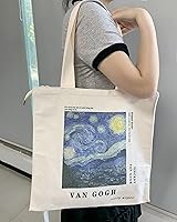 Vista 6 de Bolsa de lona estética con cremallera bolsillo interior para mujer, para ir de compras