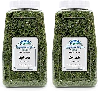 Harmony House Dried Spinach Flakes – Dehydrated Vegetables For Cooking, Camping, Emergency Supply and More (4 oz, Quart Jar) (Pack of 2)